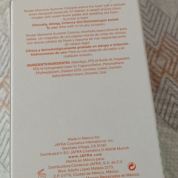 Colonia para bebe nueva Tender Moments summer 100ml 3.3 FL Oz us - Picture 4 of 4